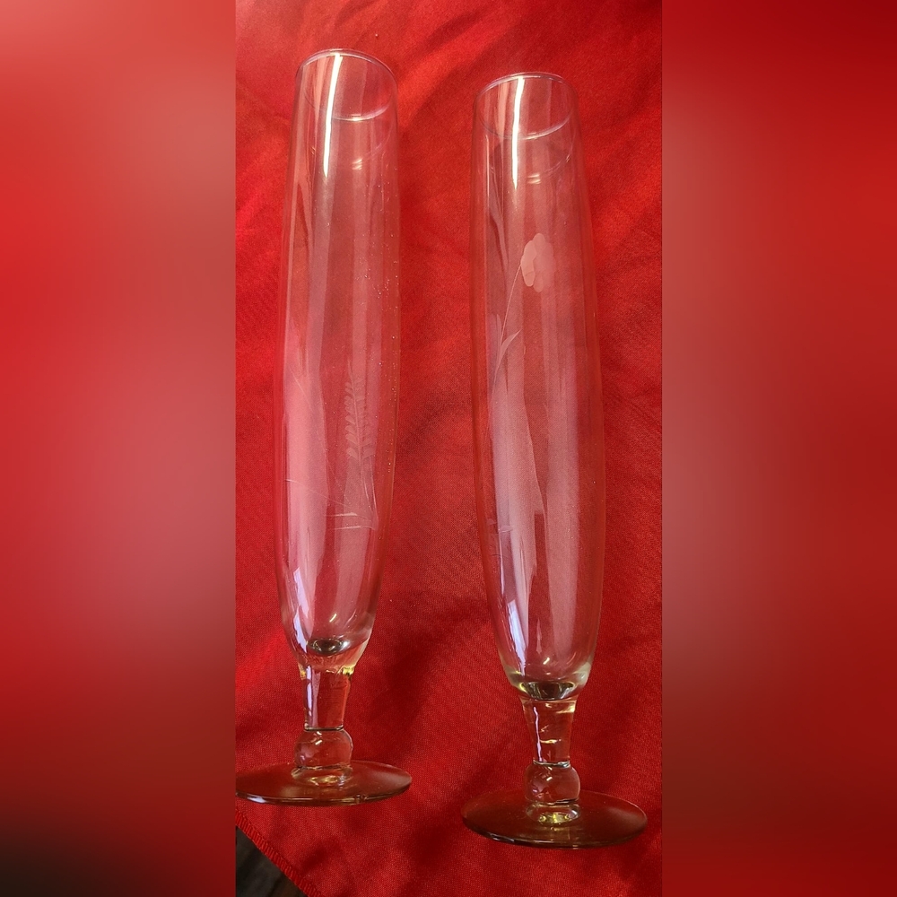 Vintage Princess House.floral  10 " Thin Footed Clear Crystal Vase